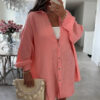 Chemise œil en gaze de coton corail pour femme